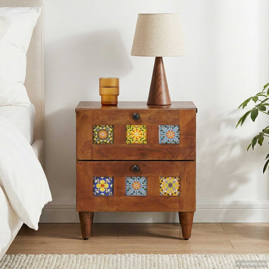 vidaXL Nachtkastje met lade Bruin 40 x 33 x 46 cm Massief Mango Hout vidaXL Nachtkastje met lade Bruin 40 x 33 x 46 cm Massief Mango Hout afbeelding 1