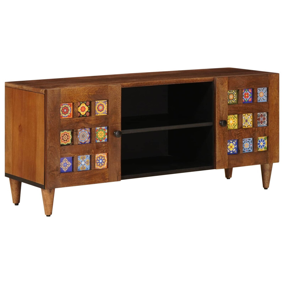 vidaXL TV-kast Walnotenhout 105 x 33 x 46 cm Massief Mango Hout vidaXL TV-kast Walnotenhout 105 x 33 x 46 cm Massief Mango Hout afbeelding 1