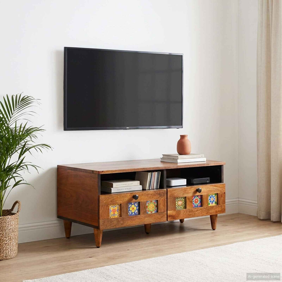 vidaXL TV-kast Walnotenhout 70 x 33 x 46 cm Massief Mango Hout afbeelding 1