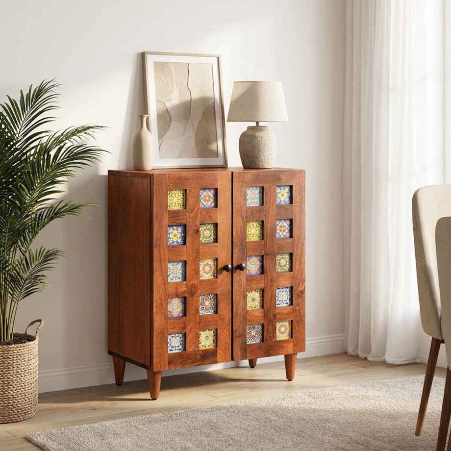 vidaXL Dressoir Walnotenhout 60 x 33 x 75 cm Massief Mango Hout afbeelding 1
