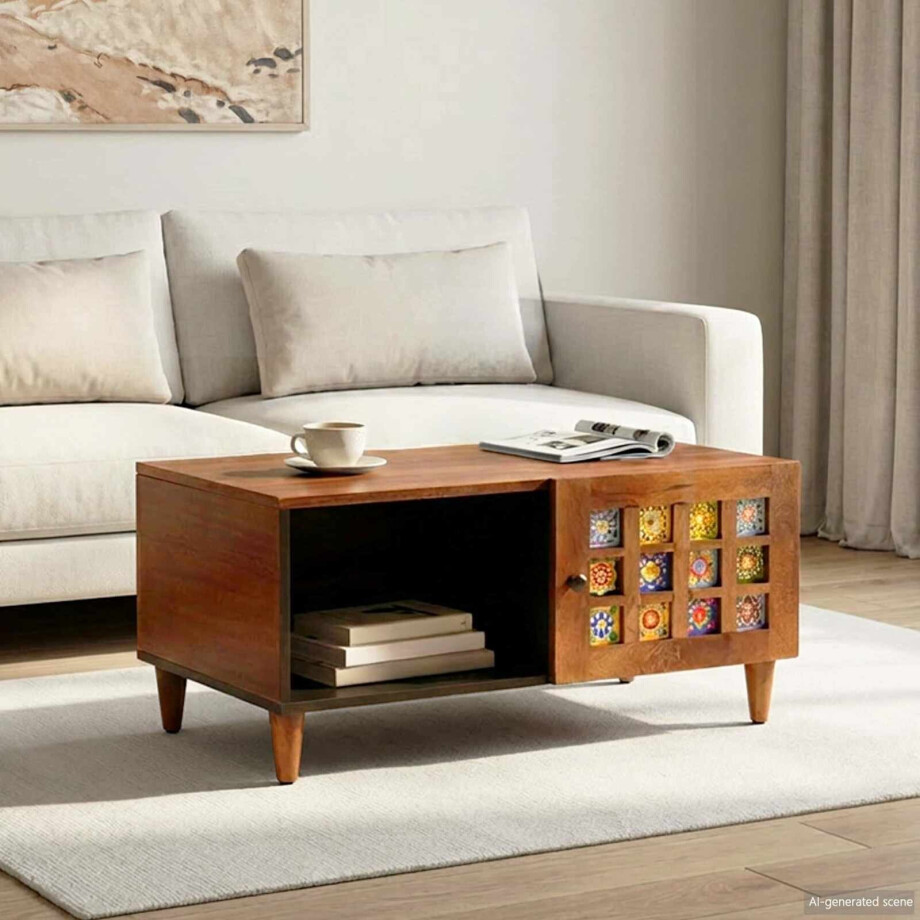 vidaXL Salontafel Bruin 80 x 50 x 40 cm Massief Mango Hout vidaXL Salontafel Bruin 80 x 50 x 40 cm Massief Mango Hout afbeelding 1