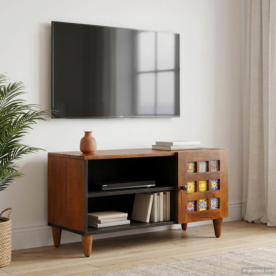 vidaXL TV-kast Walnotenhout 80 x 33 x 46 cm Massief Mango Hout afbeelding 1