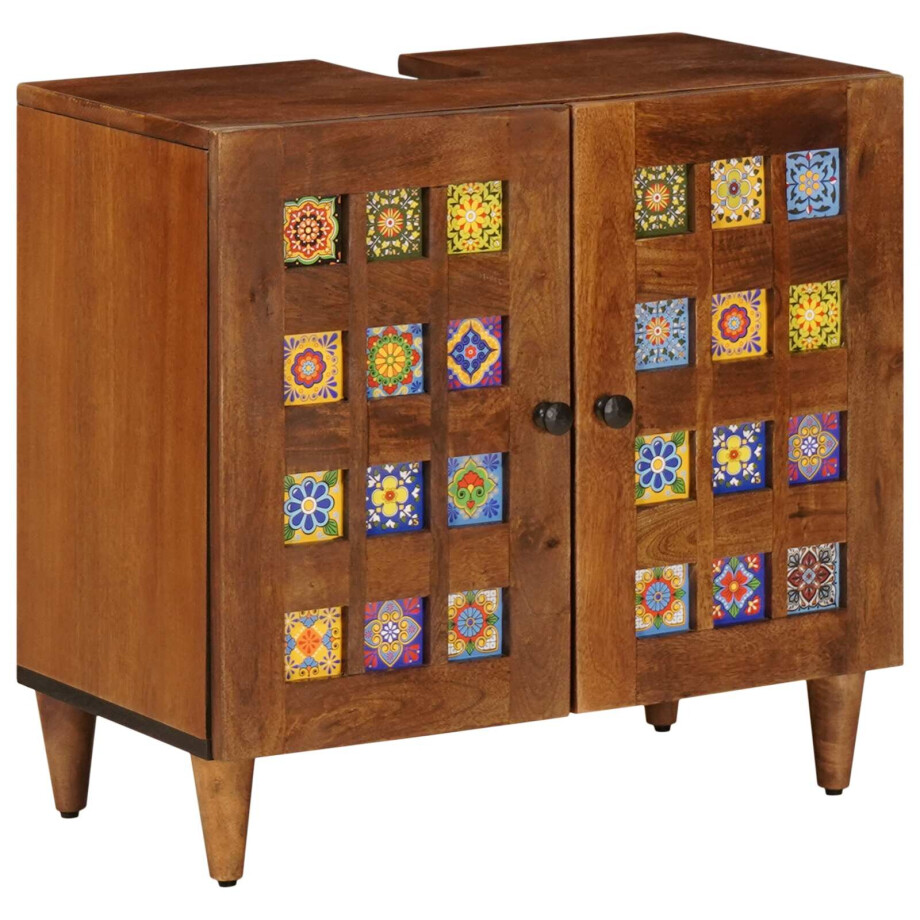 vidaXL Badkamer wastafelkast met opslag Walnotenhout 62 x 33 x 58 cm vidaXL Badkamer wastafelkast met opslag Walnotenhout 62 x 33 x 58 cm afbeelding 1