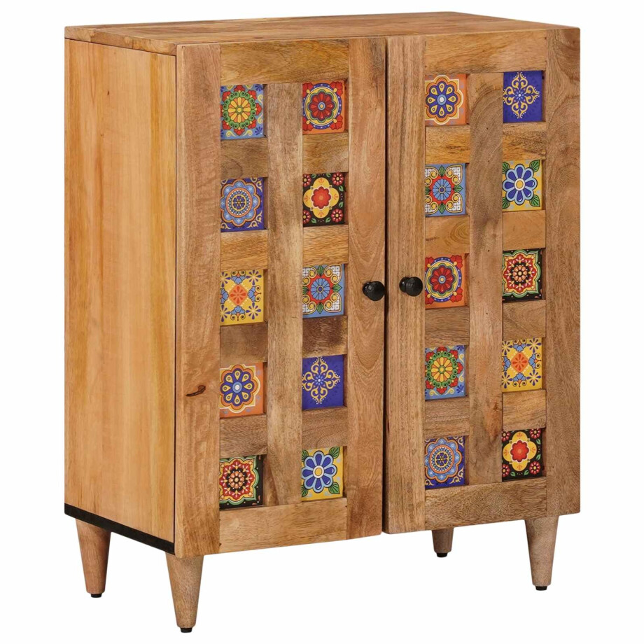 vidaXL Dressoir Naturel 60 x 33 x 75 cm Massief Mango Hout afbeelding 1