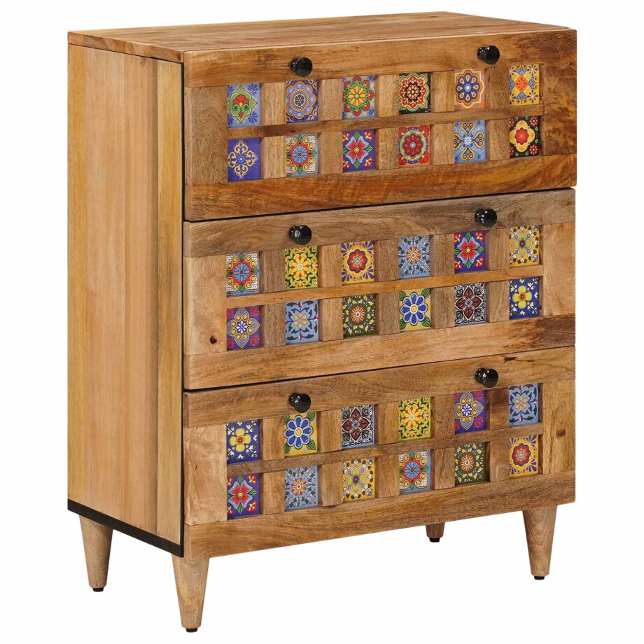 vidaXL Dressoir Naturel 60 x 33 x 75 cm Massief Mango Hout vidaXL Dressoir Naturel 60 x 33 x 75 cm Massief Mango Hout afbeelding 1