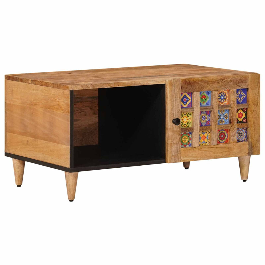 vidaXL Salontafel Naturel 80 x 50 x 40 cm Massief Mango Hout afbeelding 1