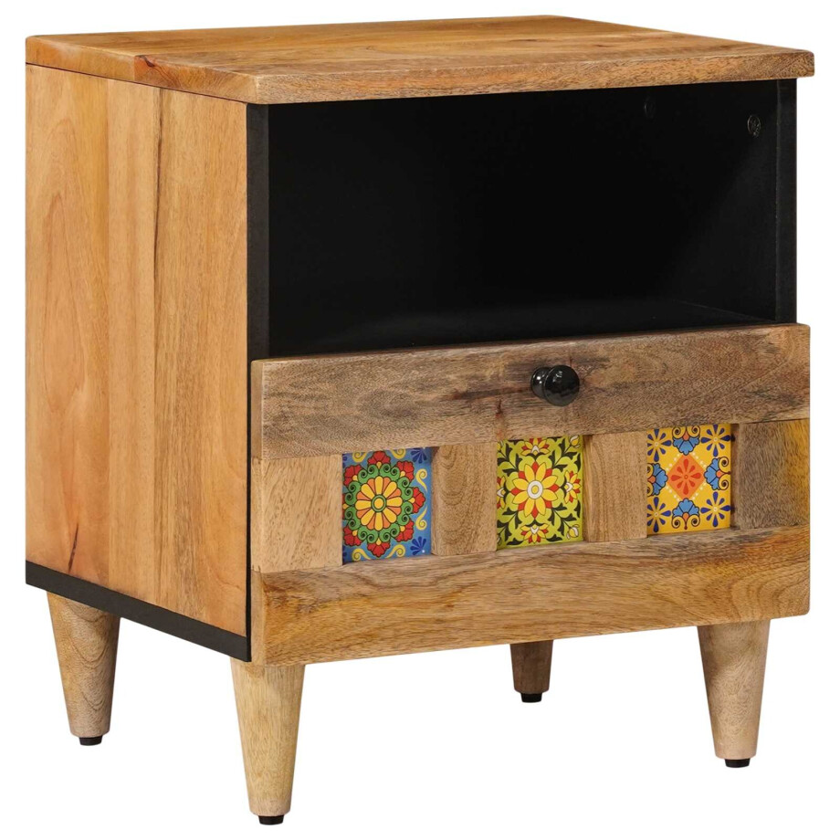 vidaXL Nachtkastje met lade Naturel 40 x 33 x 46 cm Massief Mango Hout vidaXL Nachtkastje met lade Naturel 40 x 33 x 46 cm Massief Mango Hout afbeelding 1
