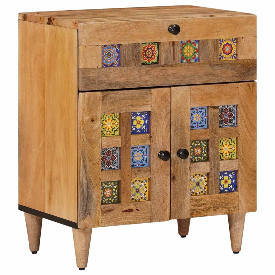 vidaXL Nachtkastje met lade Naturel 50 x 33 x 60 cm Massief Mango Hout vidaXL Nachtkastje met lade Naturel 50 x 33 x 60 cm Massief Mango Hout afbeelding 1