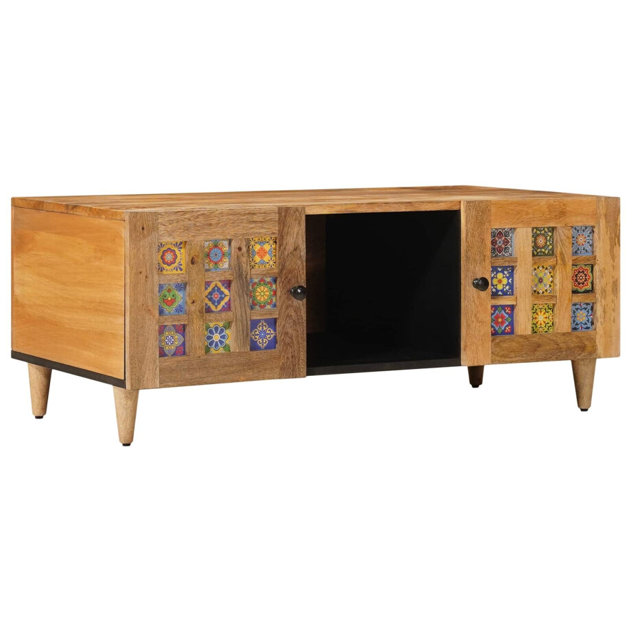 vidaXL Salontafel Naturel 100 x 54 x 40 cm Massief Mango Hout afbeelding 1