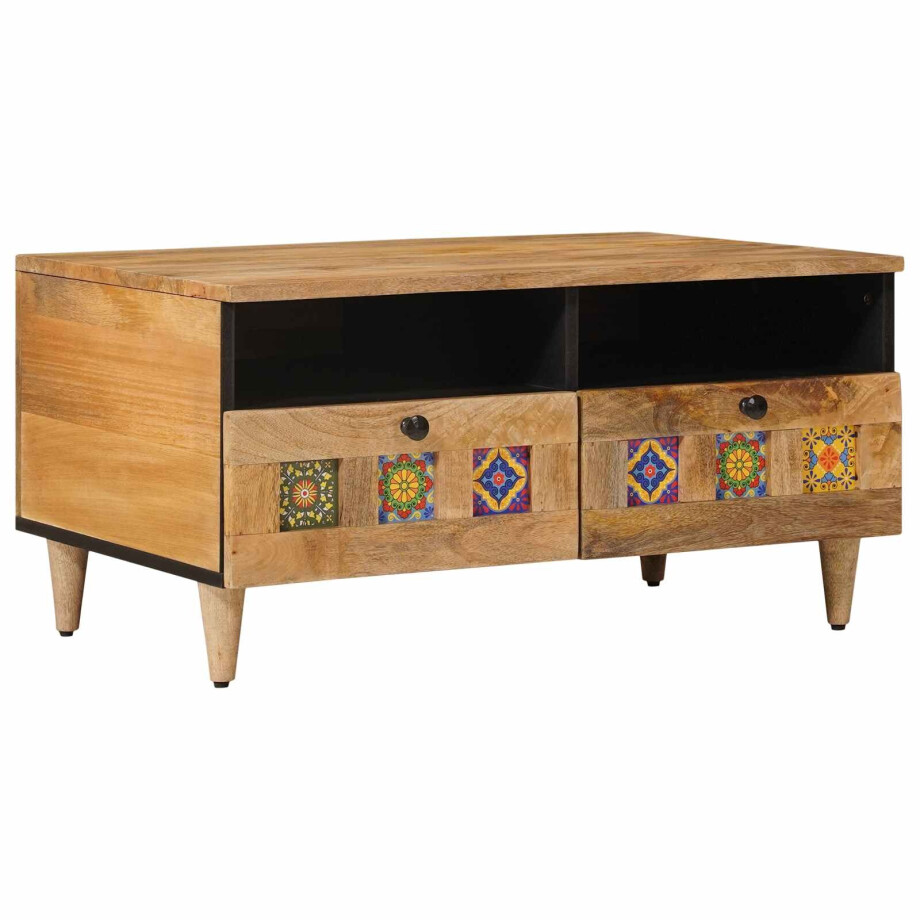 vidaXL Salontafel met lade Naturel 80 x 54 x 40 cm Massief Mango Hout vidaXL Salontafel met lade Naturel 80 x 54 x 40 cm Massief Mango Hout afbeelding 1
