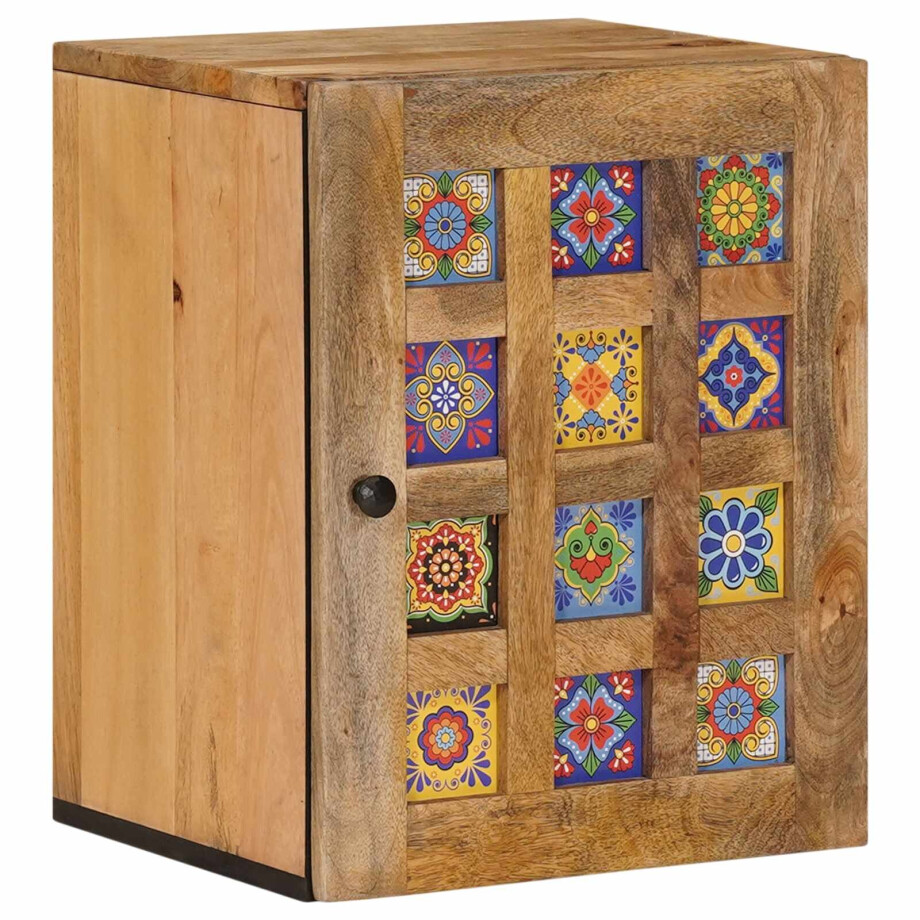 vidaXL Badkamer Hangkast Naturel 38 x 33 x 48 cm Massief Mango Hout afbeelding 1