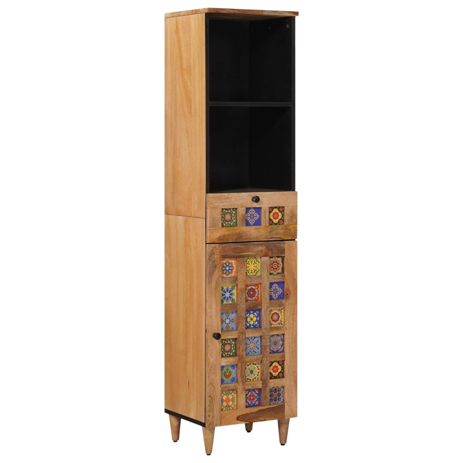 vidaXL Badkamerkast Naturel 38 x 33 x 160 cm Massief Mango Hout afbeelding 1