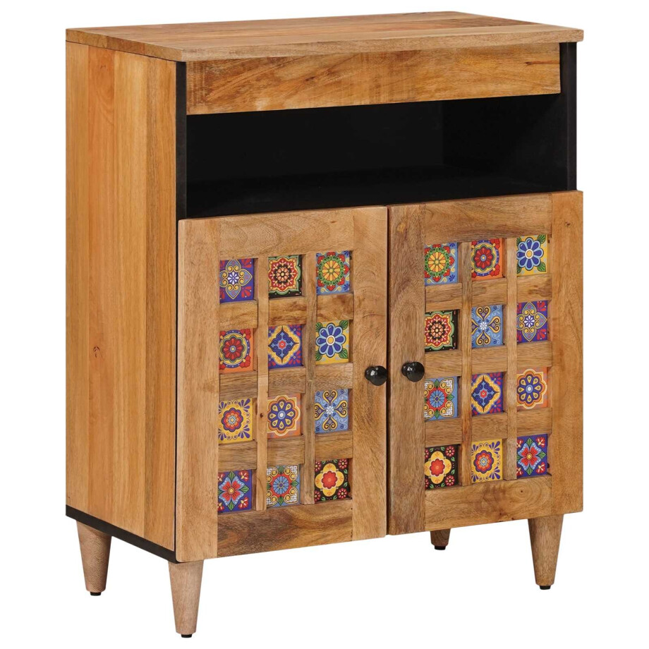 vidaXL Dressoir Naturel 60 x 33,5 x 75 cm Massief Mango Hout afbeelding 1