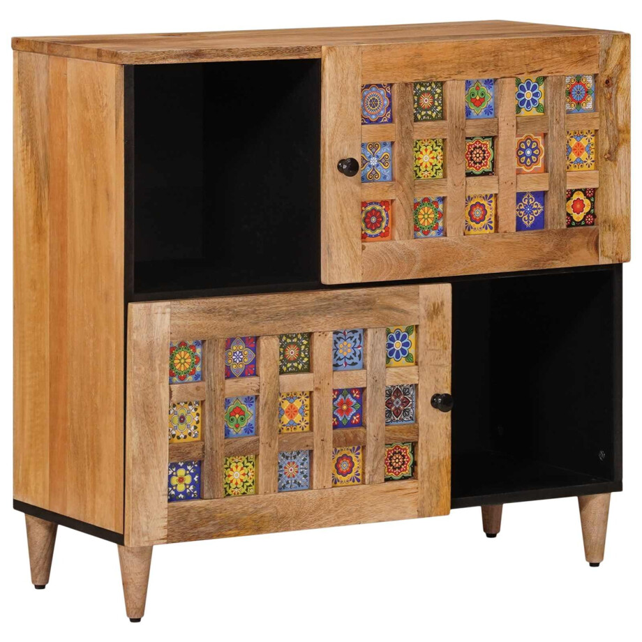 vidaXL Dressoir met opslag Naturel 80 x 33 x 75 cm Massief Mango Hout vidaXL Dressoir met opslag Naturel 80 x 33 x 75 cm Massief Mango Hout afbeelding 1
