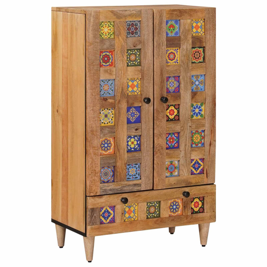 vidaXL Hoge kast Naturel 60 x 33,5 x 100 cm Massief Mango Hout vidaXL Hoge kast Naturel 60 x 33,5 x 100 cm Massief Mango Hout afbeelding 1
