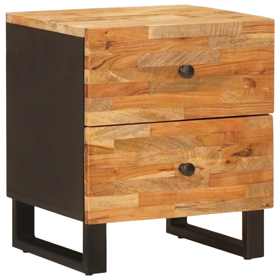 vidaXL Nachtkastje met lade Bruin 40 x 33 x 46 cm Massief Mango Hout afbeelding 1
