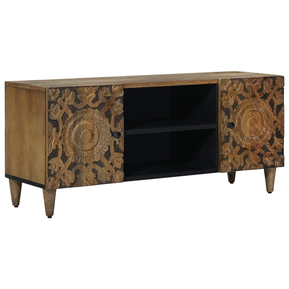 vidaXL TV-kast met opslag Bruin 105 x 33,5 x 46 cm Massief Mango Hout afbeelding 1