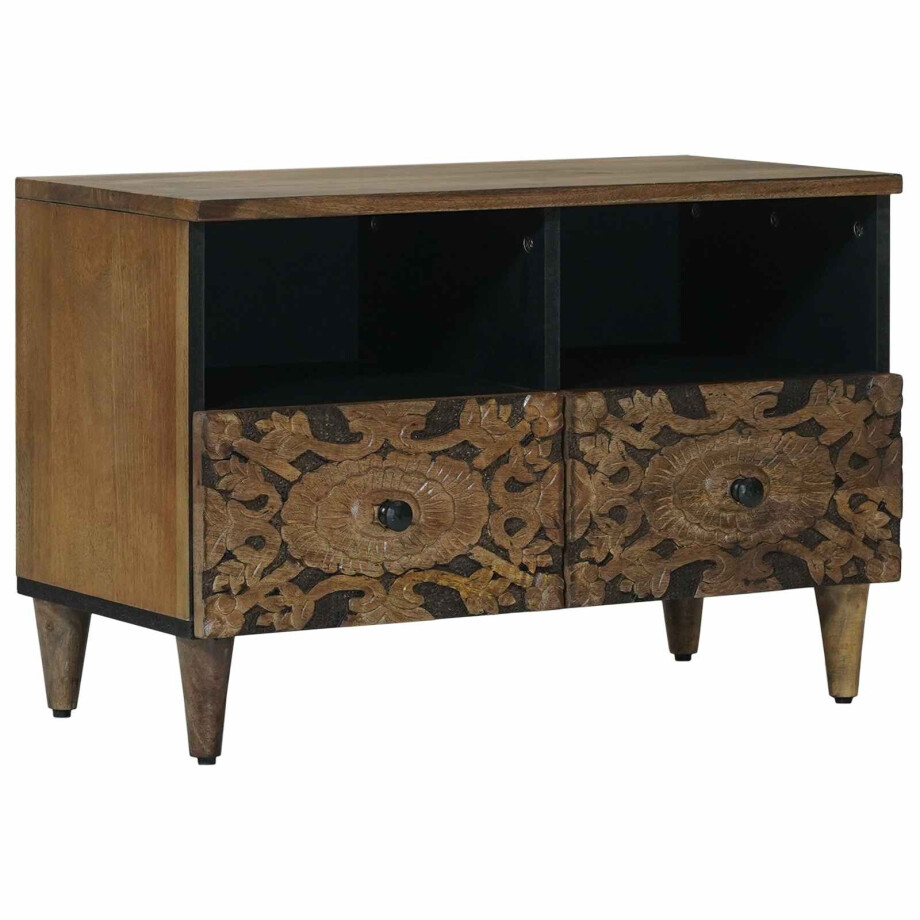 vidaXL TV-kast met opslag Bruin 70 x 33,5 x 46 cm Massief Mango Hout afbeelding 1