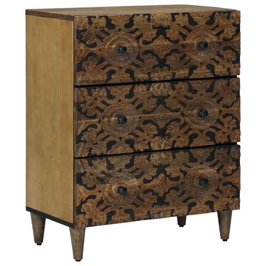 vidaXL Opslag Dressoir Bruin 60 x 33,5 x 75 cm Massief Mango Hout afbeelding 1