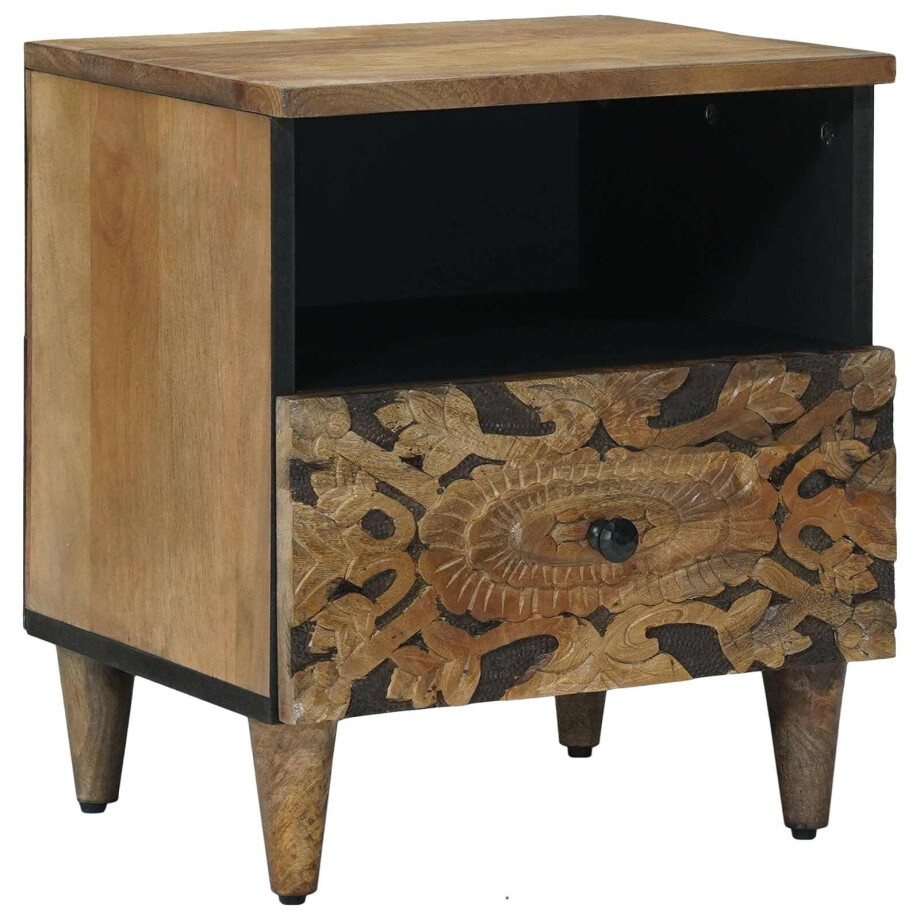 vidaXL Bed kast met lade Bruin 40 x 33 x 46 cm Massief Mango Hout afbeelding 1