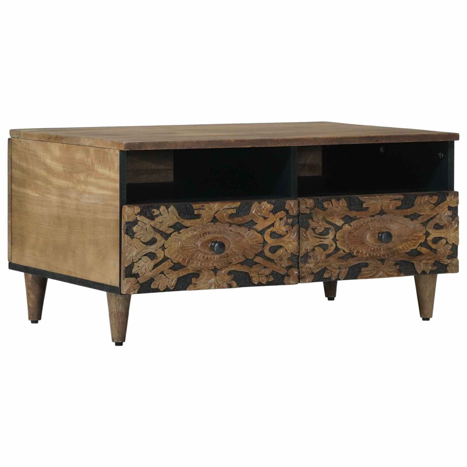 vidaXL Salontafel met lade Bruin 80 x 54 x 40 cm Massief Mango Hout afbeelding 1