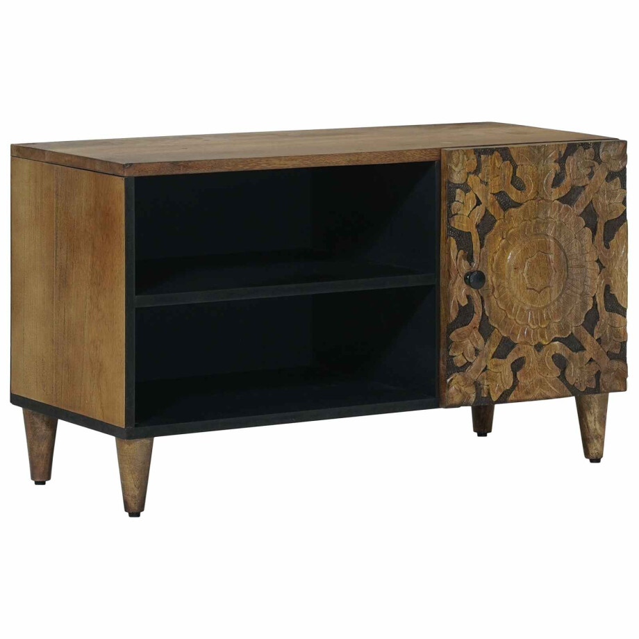vidaXL TV-kast met plank Bruin 80 x 31,5 x 46 cm Massief Mango Hout afbeelding 1