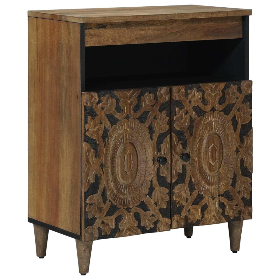 vidaXL Dressoir met opslag Bruin 60 x 33,5 x 75 cm Massief Mango Hout afbeelding 1