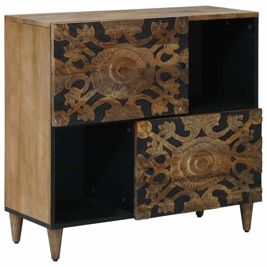 vidaXL Dressoir met opslag Bruin 80 x 33,5 x 75 cm Massief Mango Hout afbeelding 1
