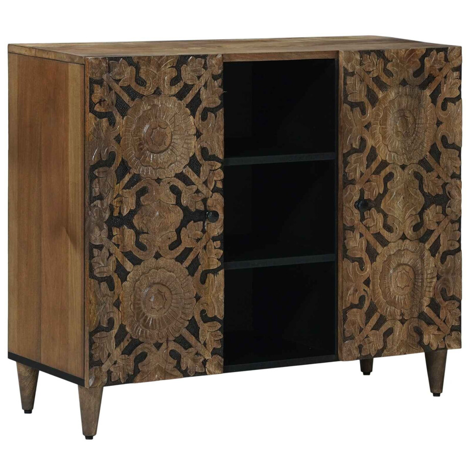 vidaXL Dressoir met plank Bruin 90 x 33,5 x 75 cm Massief Mango Hout afbeelding 1