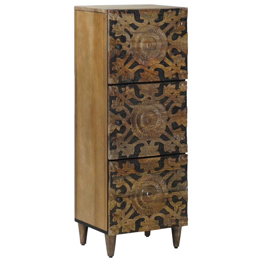 vidaXL Hoge Kast met plank Bruin 40 x 33,5 x 110 cm Massief Mango Hout afbeelding 1