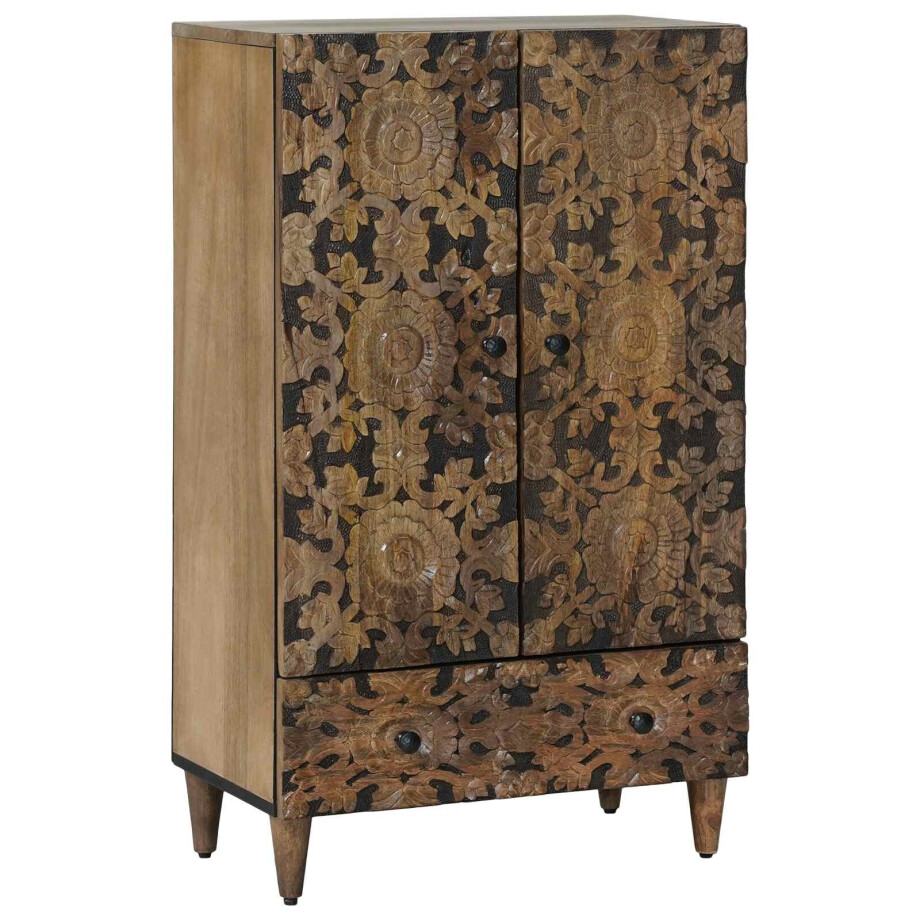 vidaXL Hoge Kast met lade Bruin 60 x 33,5 x 100 cm Massief Mango Hout afbeelding 1