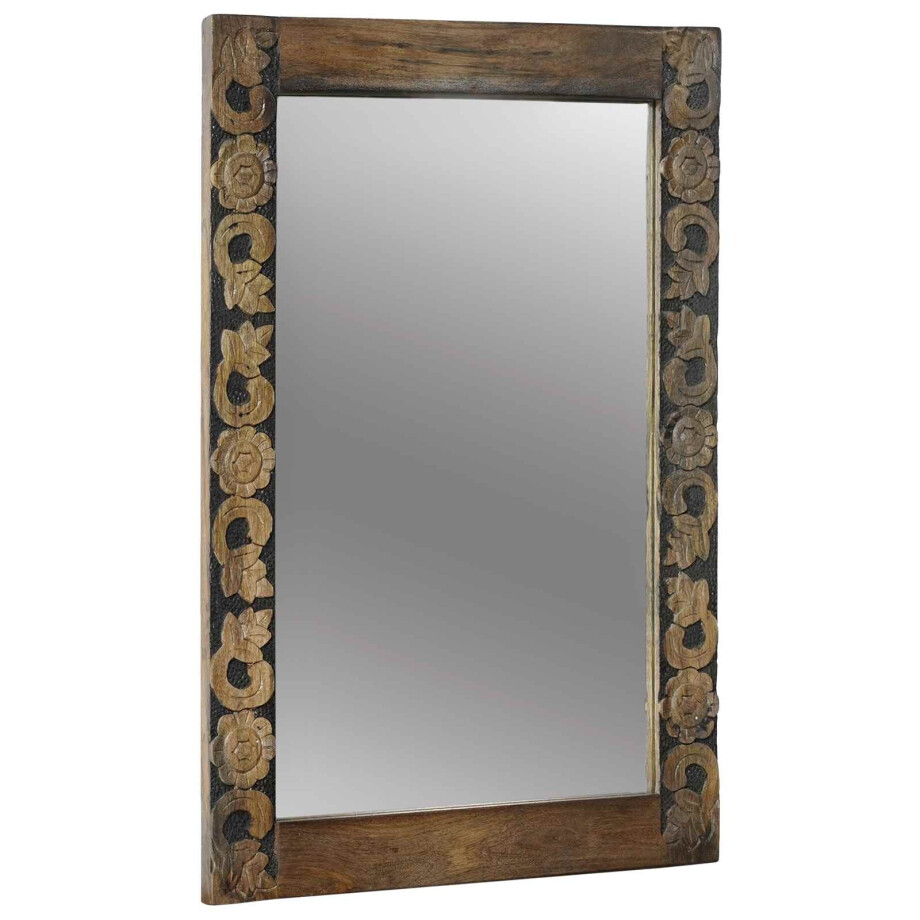 vidaXL Wandspiegel walnootbruin 70 x 50 cm Bewerkt hout en glas afbeelding 1
