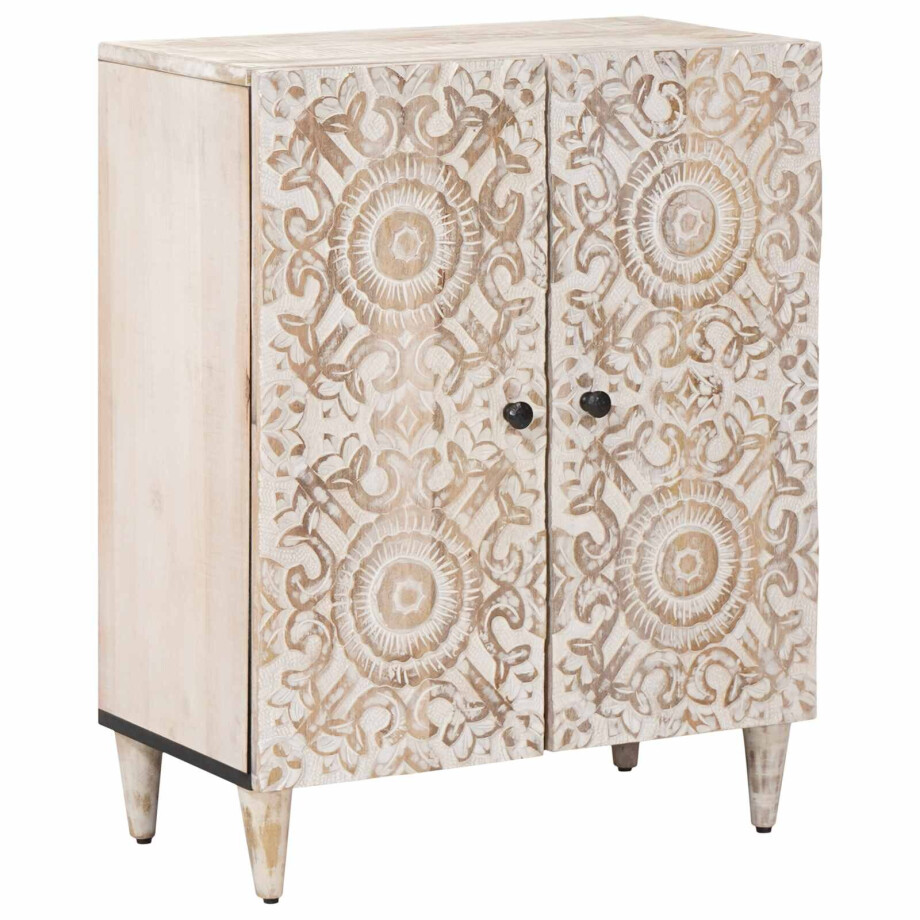vidaXL Opslag Dressoir Wit 60 x 33,5 x 75 cm Massief Mango Hout vidaXL Opslag Dressoir Wit 60 x 33,5 x 75 cm Massief Mango Hout afbeelding 1