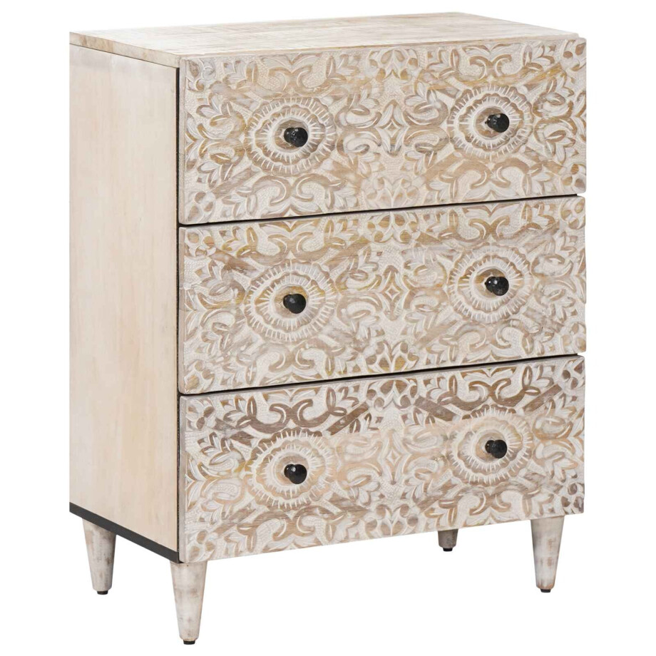 vidaXL Opslag Dressoir Wit 60 x 33,5 x 75 cm Massief Mango Hout vidaXL Opslag Dressoir Wit 60 x 33,5 x 75 cm Massief Mango Hout afbeelding 1