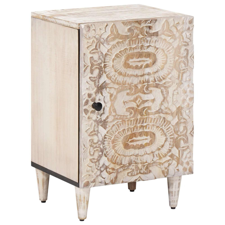 vidaXL Badkamerkast Wit 38 x 33,5 x 58 cm Massief Mango Hout afbeelding 1