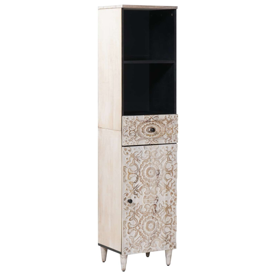 vidaXL Badkamerkast met lade Wit 38 x 33,5 x 160 cm Massief Mango Hout vidaXL Badkamerkast met lade Wit 38 x 33,5 x 160 cm Massief Mango Hout afbeelding 1