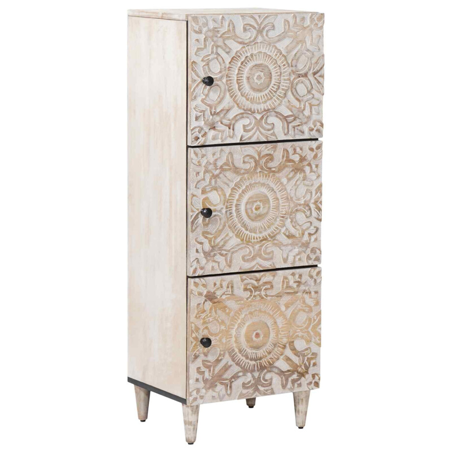 vidaXL Hoge Kast met plank Wit 40 x 33,5 x 110 cm Massief Mango Hout vidaXL Hoge Kast met plank Wit 40 x 33,5 x 110 cm Massief Mango Hout afbeelding 1