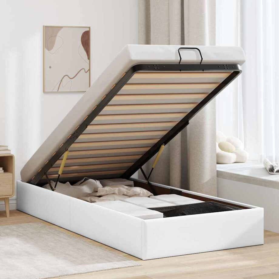 vidaXL Bedframe zonder matras 80x200 cm kunstleer wit afbeelding 1