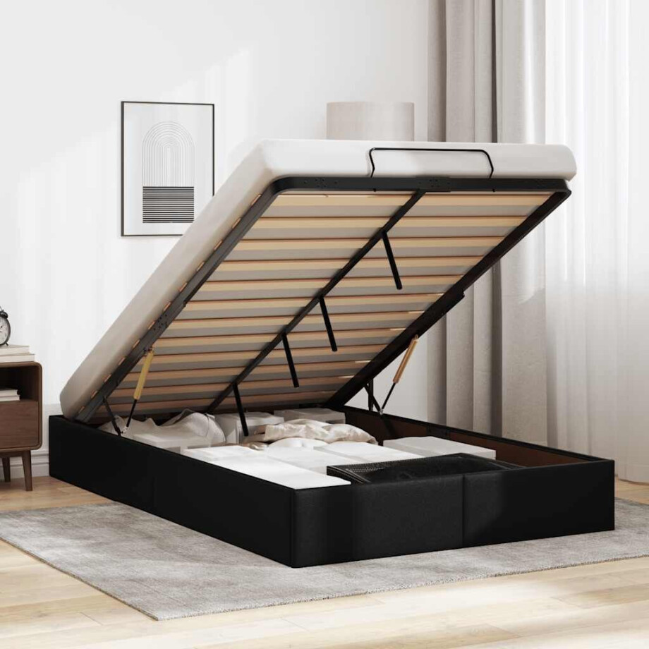 vidaXL Bedframe zonder matras 120x200 cm kunstleer zwart afbeelding 1
