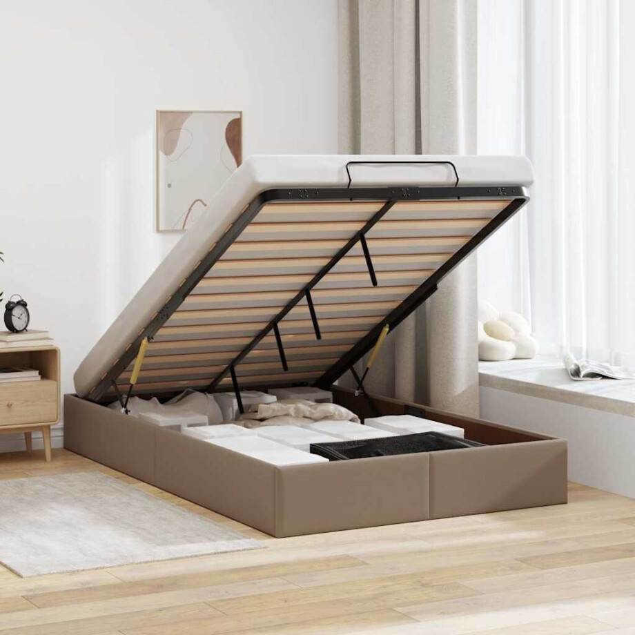 vidaXL Bedframe zonder matras 120x200 cm kunstleer cappuccinokleurig vidaXL Bedframe zonder matras 120x200 cm kunstleer cappuccinokleurig afbeelding 1
