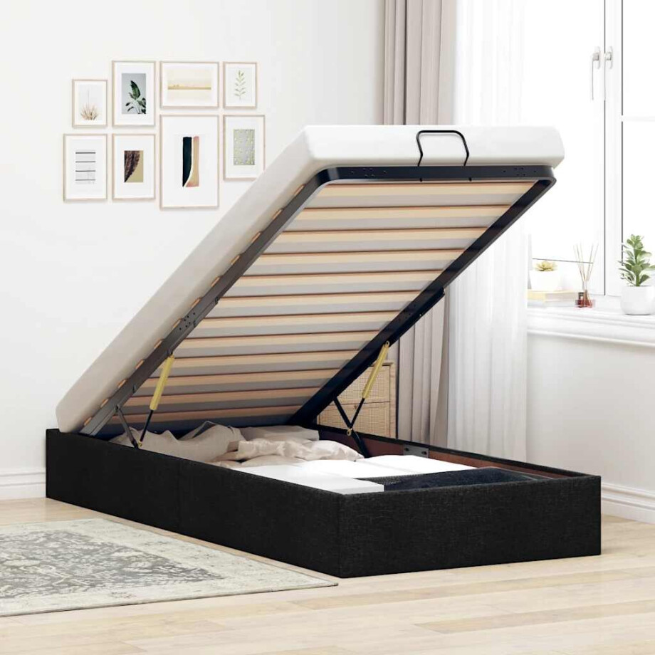 vidaXL Bedframe zonder matras 80x200 cm stof zwart vidaXL Bedframe zonder matras 80x200 cm stof zwart afbeelding 1