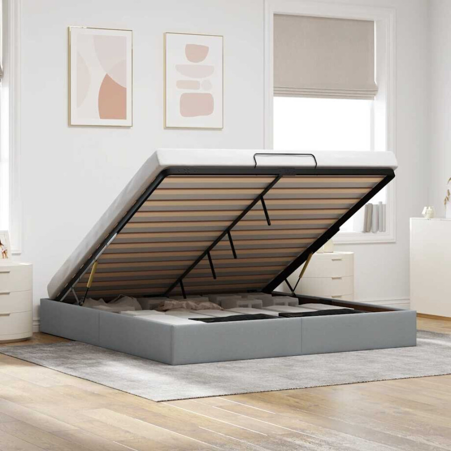 vidaXL Bedframe zonder matras 200x200 cm stof lichtgrijs vidaXL Bedframe zonder matras 200x200 cm stof lichtgrijs afbeelding 1