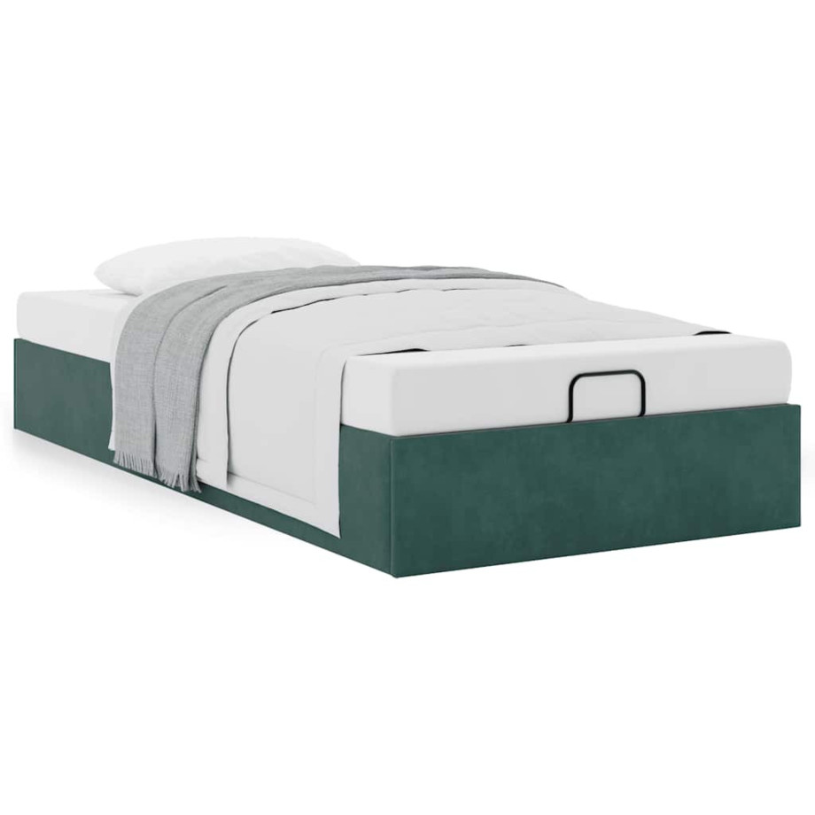 vidaXL Bedframe zonder matras 80x200 cm fluweel donkergroen afbeelding 1