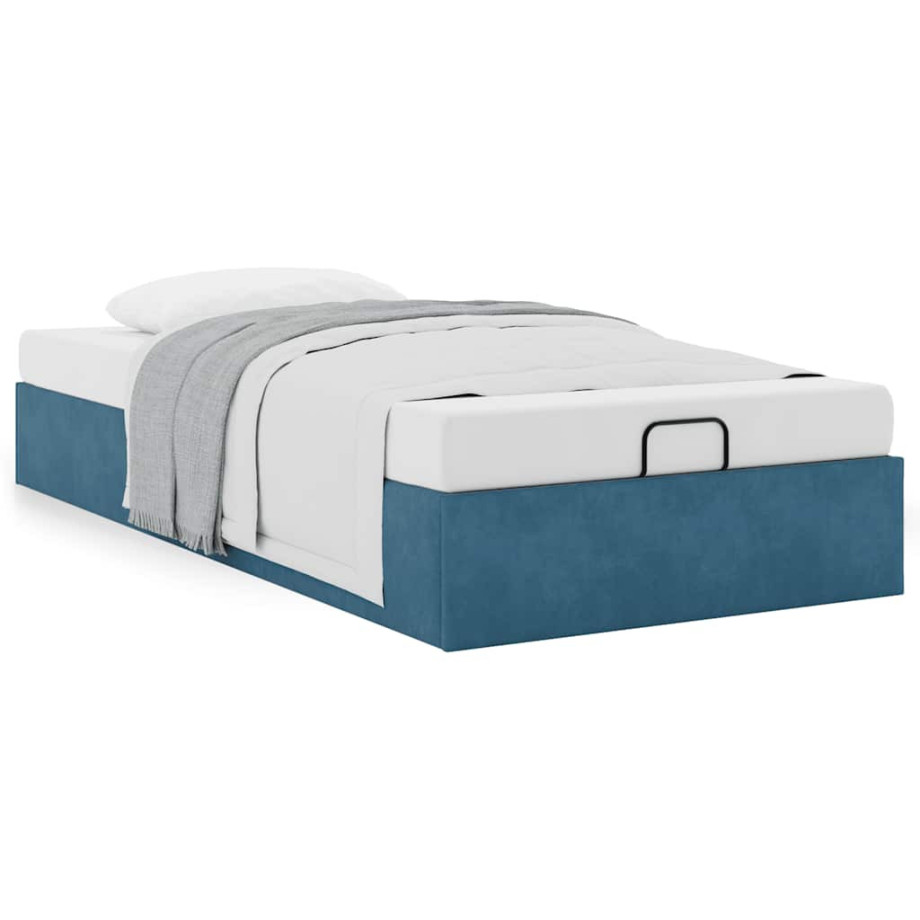vidaXL Bedframe zonder matras 90x200 cm fluweel donkerblauw afbeelding 1