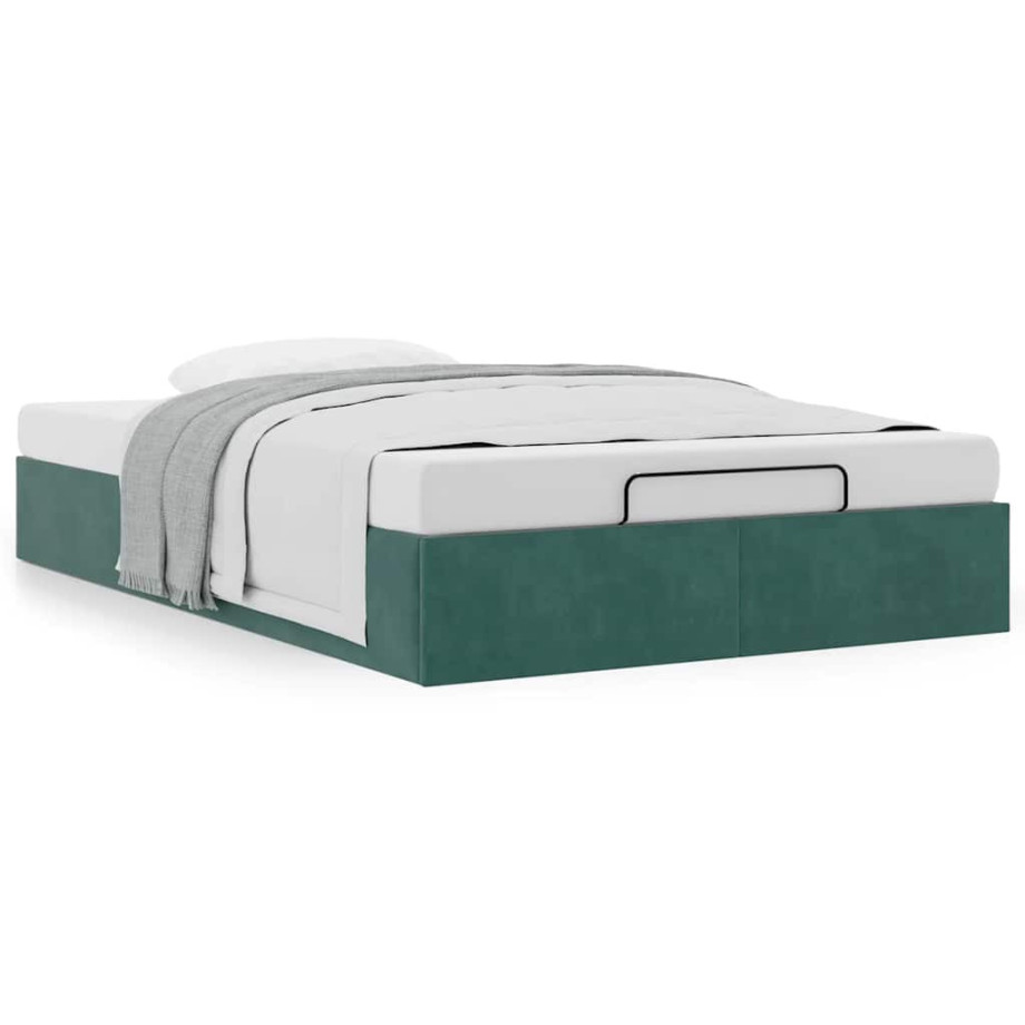 vidaXL Bedframe zonder matras 120x190 cm fluweel donkergroen afbeelding 1