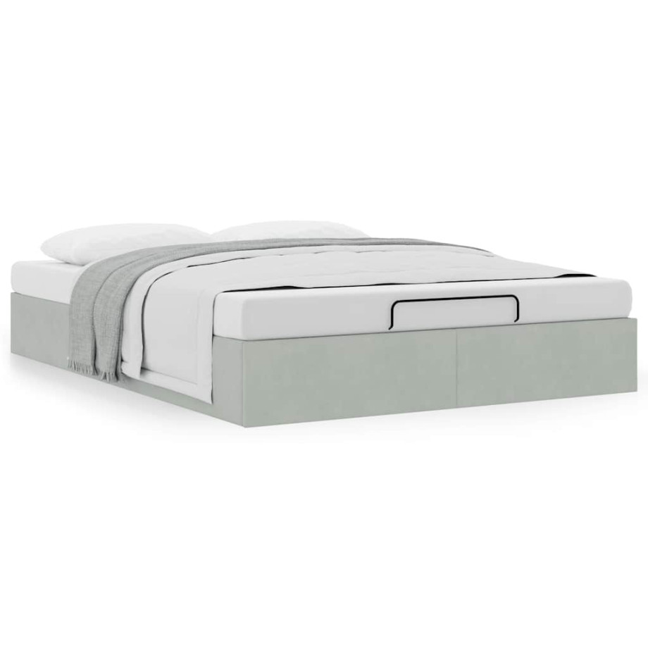 vidaXL Ottoman bedframe zonder matras 140x190 cm fluweel lichtgrijs vidaXL Ottoman bedframe zonder matras 140x190 cm fluweel lichtgrijs afbeelding 1
