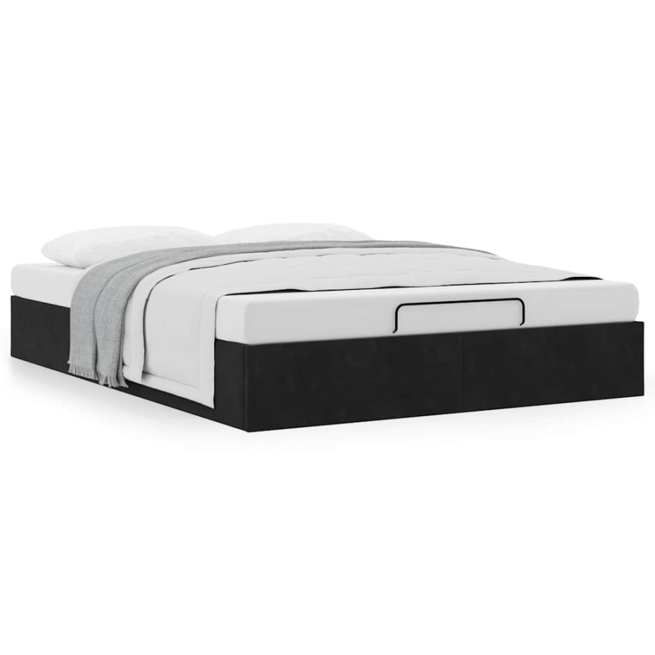 vidaXL Ottoman bedframe zonder matras 140x190 cm fluweel zwart afbeelding 1
