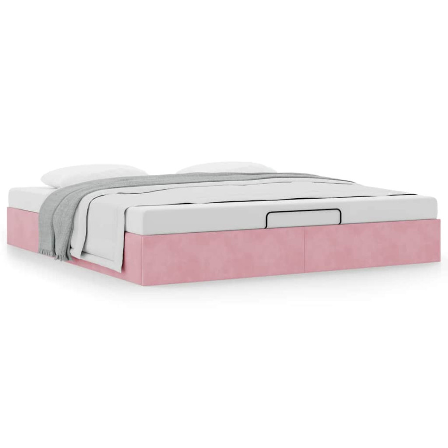 vidaXL Ottoman bedframe zonder matras 160x200 cm fluweel roze afbeelding 1