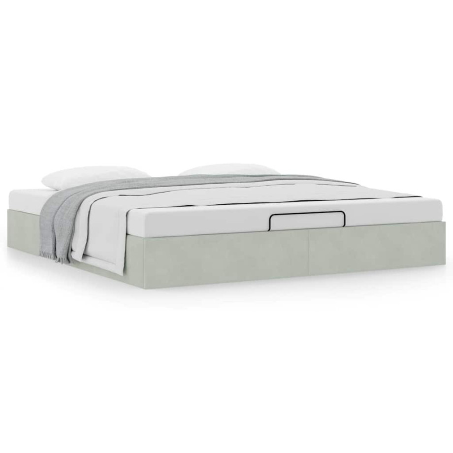 vidaXL Ottoman bedframe zonder matras 180x200 cm fluweel lichtgrijs afbeelding 1