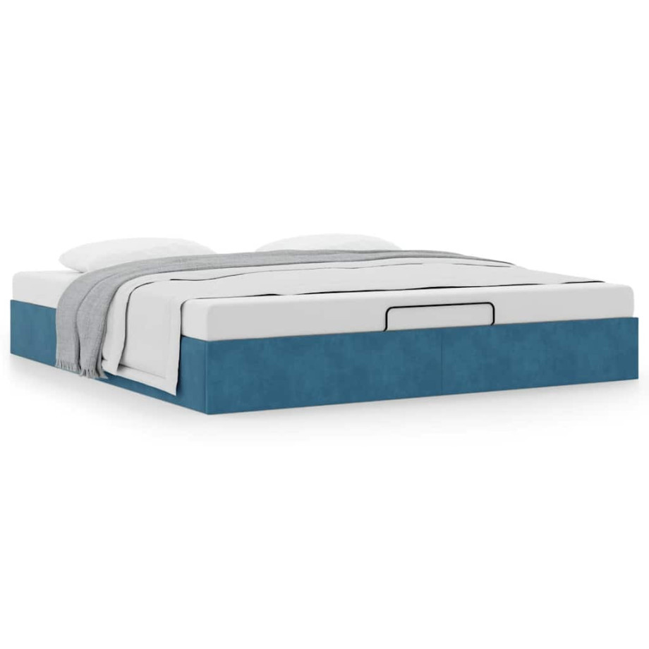 vidaXL Bedframe zonder matras 180x200 cm fluweel donkerblauw afbeelding 1